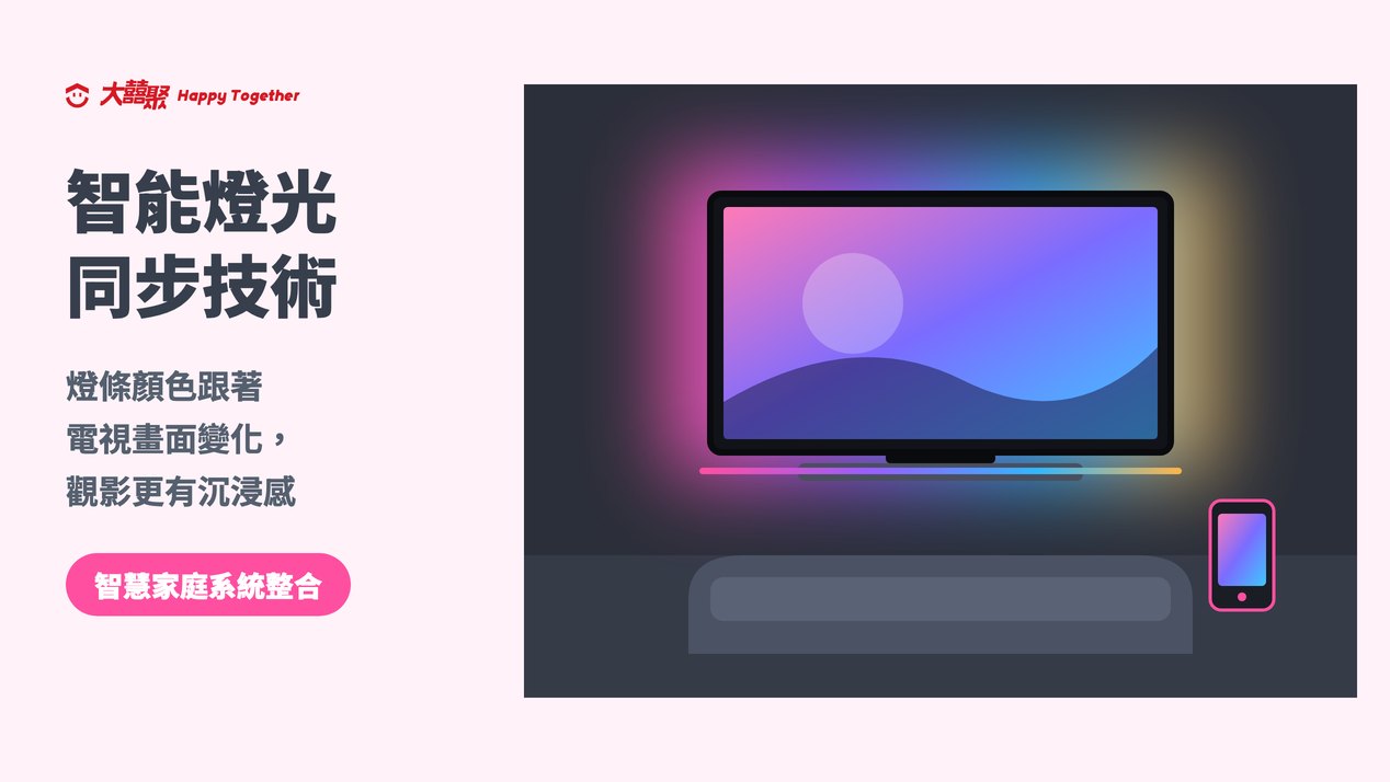 智能燈光同步技術:燈條顏色跟著電視畫面變化